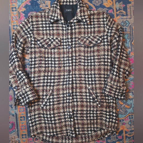 The Kooples Plaid Tweed Oversized Button Front Jacket - Picture 5 of 8